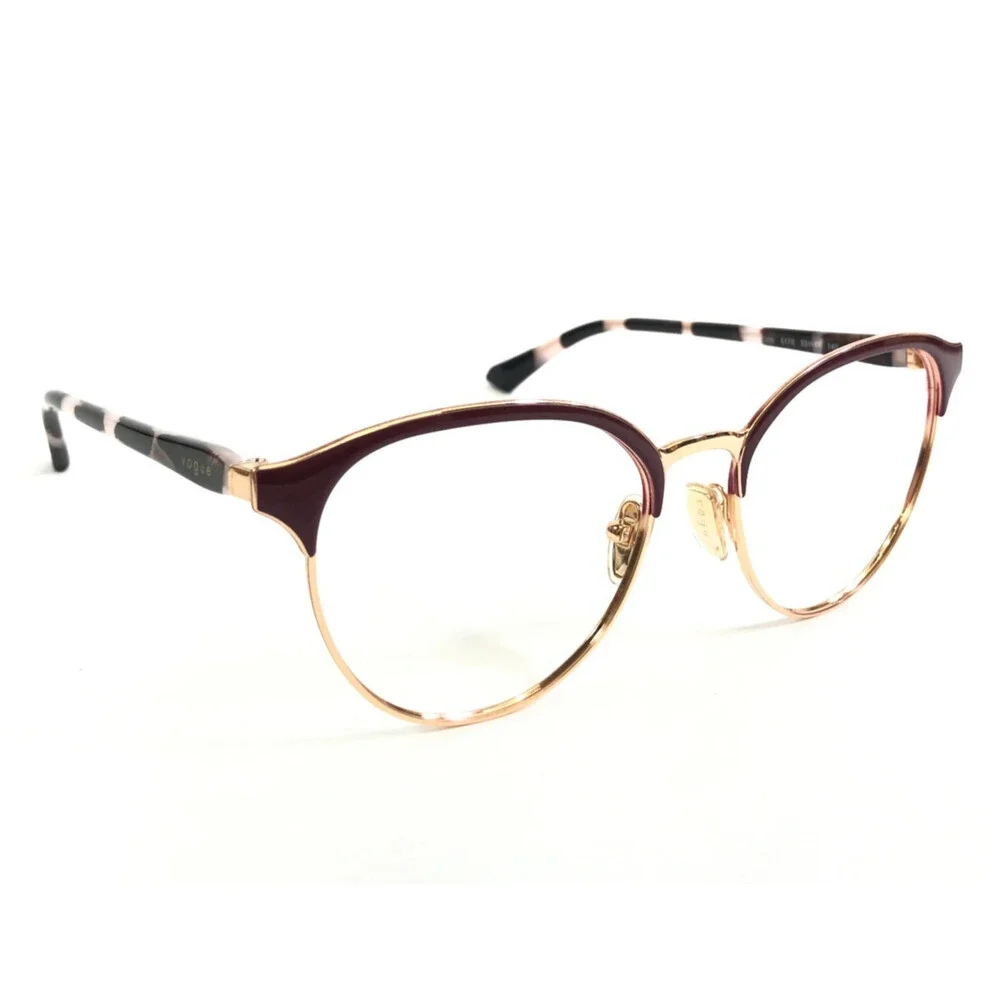 Vogue Eyeglasses Frames VO4305 5170 Top Bordeaux Rose Gold Round 53-17-140